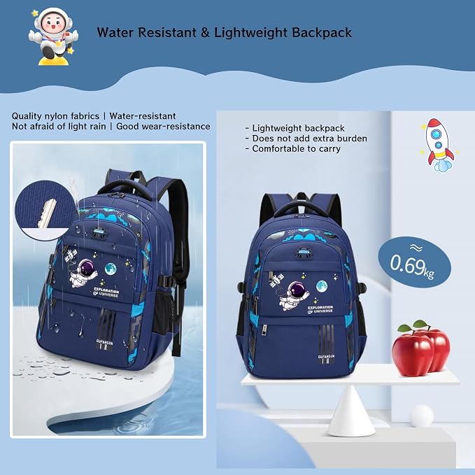 MITOWERMI Astronaut Backpack for Boys School Bags Space Kids Backpack for