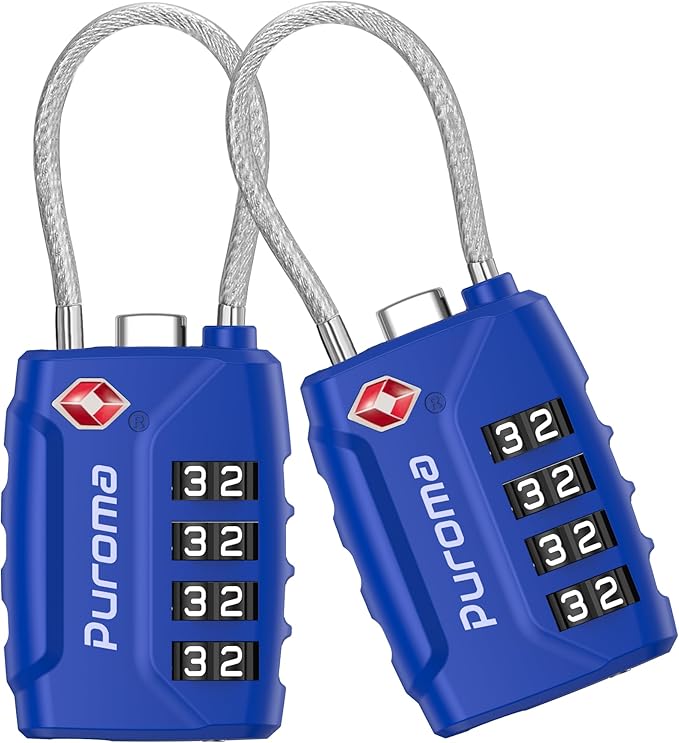 Puroma 2 Pack TSA Approved Luggage Locks, 4 Digit Combination Travel Locks