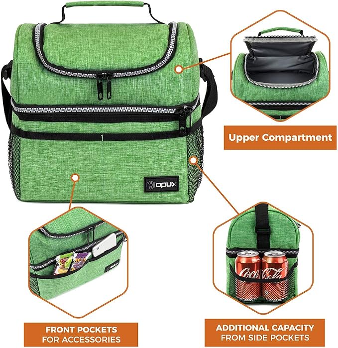 OPUX Lunch Box For Men Women, Insulated Large Lunch Bag Adult Work, Double