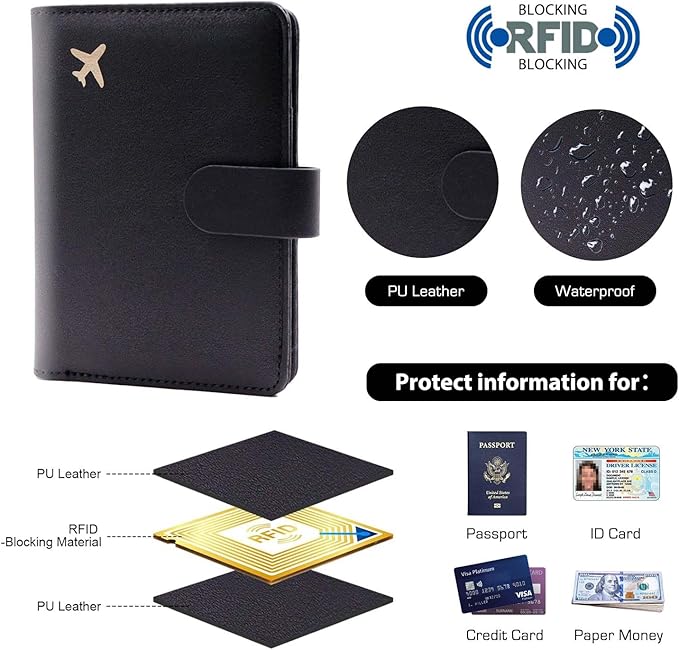 Melsbrinna Premium Leather Passport Holder Covers Case, Waterproof Rfid