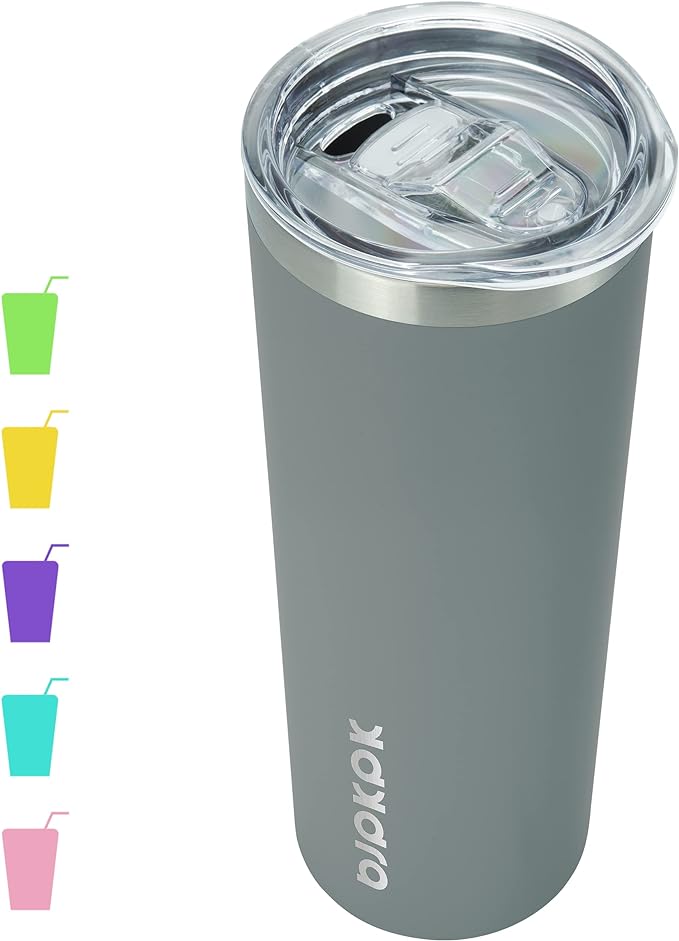 BJPKPK Skinny Tumbler with Lid 20 oz Stainless Steel Slim Vacuum Insulated Tumblers Cup,Gray