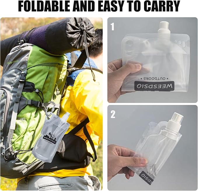 5-Pack 1L Hiking Collapsible Water Bottles