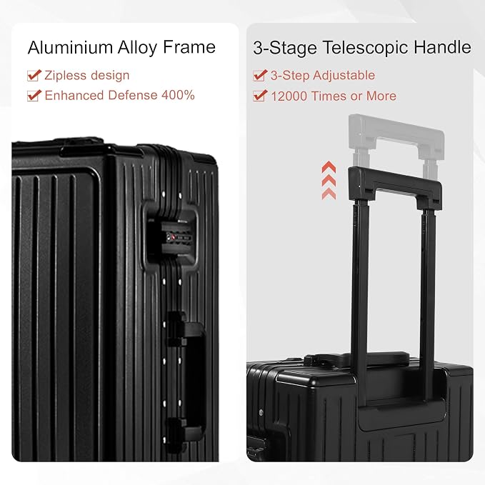 Carry On Luggage 20 Inch, Aluminum Frame Zipperless Luggage, ABS+PC Hard Shell