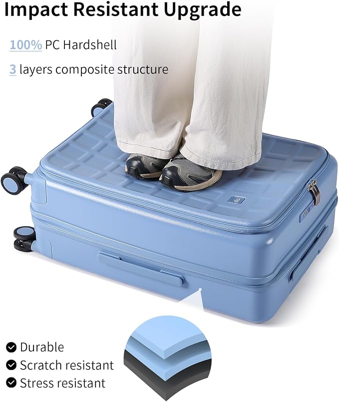 aji Expandable Top Opening Carry On Luggage Airline Approved, 20 Inch