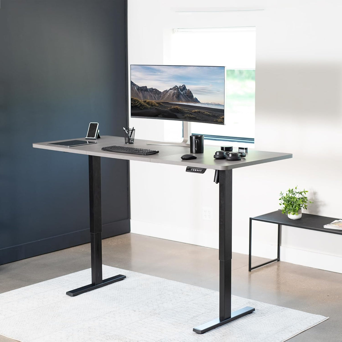 VIVO Electric 71 x 30 in Standing Desk, Memory Height Adjustment, 1B Series, Dark Gray Top Black Frame, DESK-KIT-1B7G