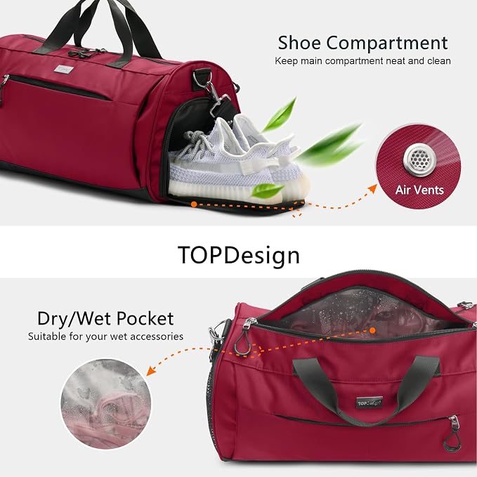 TOPDesign Gym Bag for Women & Men, Unisex Duffel Bag