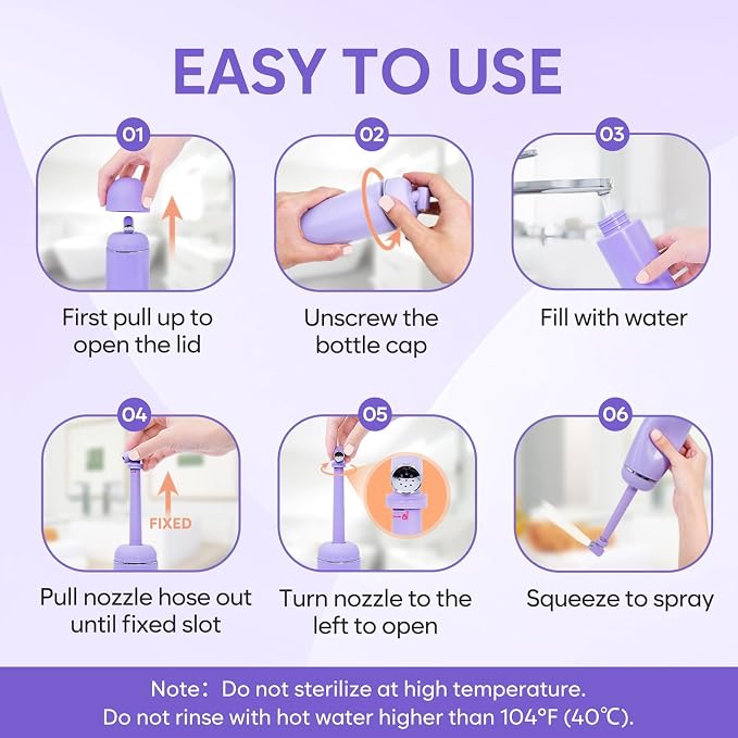 Easy@Home Portable Peri Bottle for Postpartum & Perineal Care: Handheld Bidet