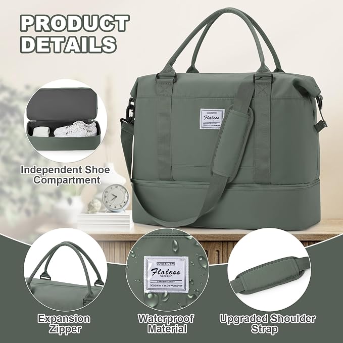 Travel Duffel Bag, Sports Tote Gym Bag, Shoulder Weekender Overnight Bag