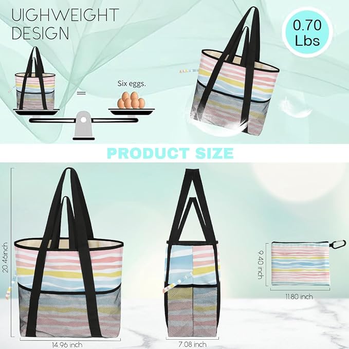 8-Pocket Waterproof Tote for Women -Sandproof Beach Bag