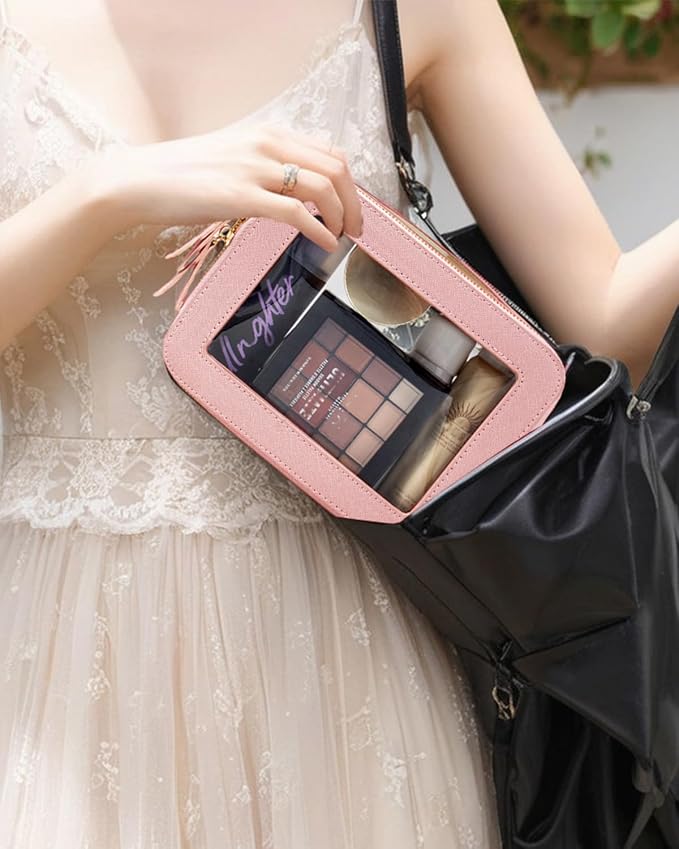 Travel Clear Makeup Bag Set, TSA Approved Cosmetic Bag Case