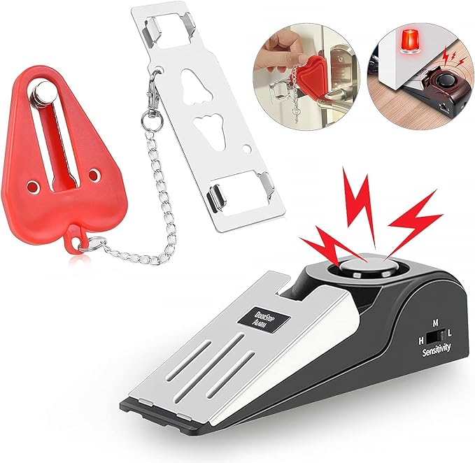 MBBEST Portable Door Lock & Door Stop Alarm, Dual Protection Security Devices