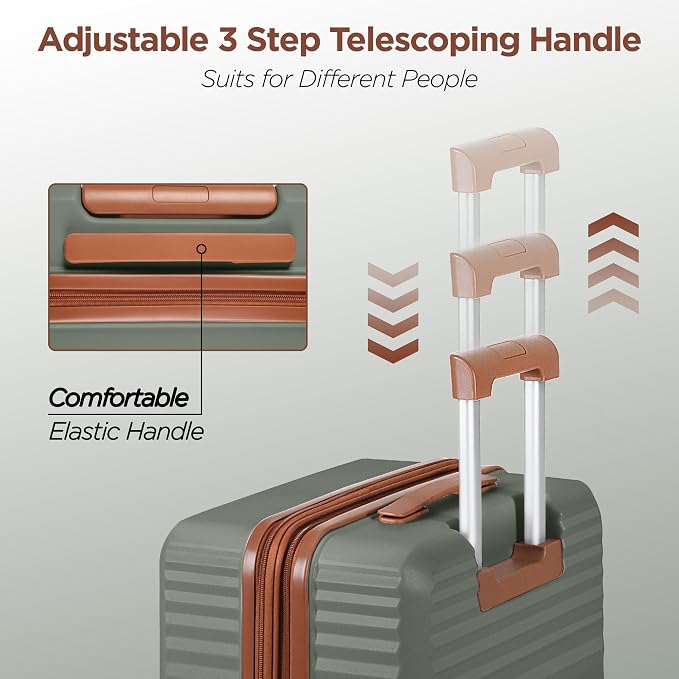 SHOWKOO Luggage Sets 3 Piece Hardside Expandable Suitcase