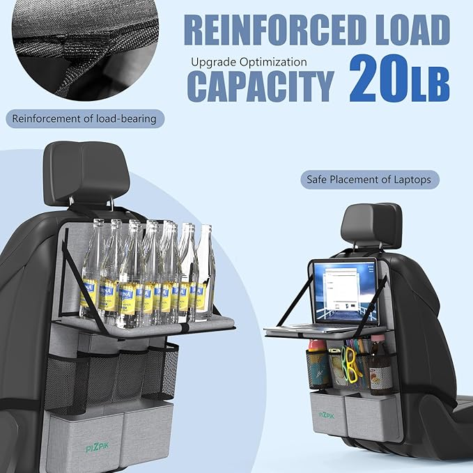Car Backseat Organizer with Tablet Holder, 11 Storage Pockets with Foldable
