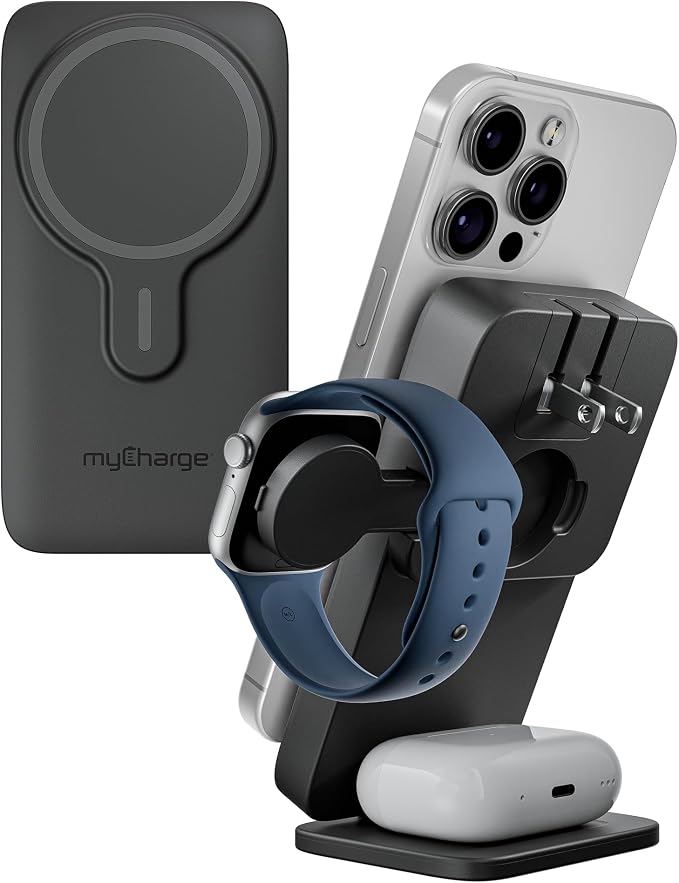 myCharge EcoHub 3 in 1 Apple Charging Station & Magsafe Battery Pack | Wireless