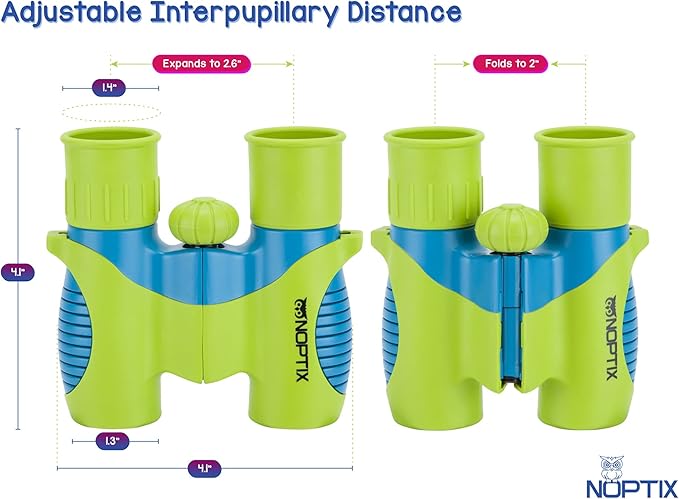 Binoculars for Kids, Girls or Boys Real Kids Binoculars in Vibrant Green Blue