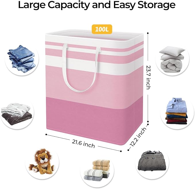 HomeHacks 2 Pack Large Laundry Baskets, Waterproof, Freestanding Laundry Hampers