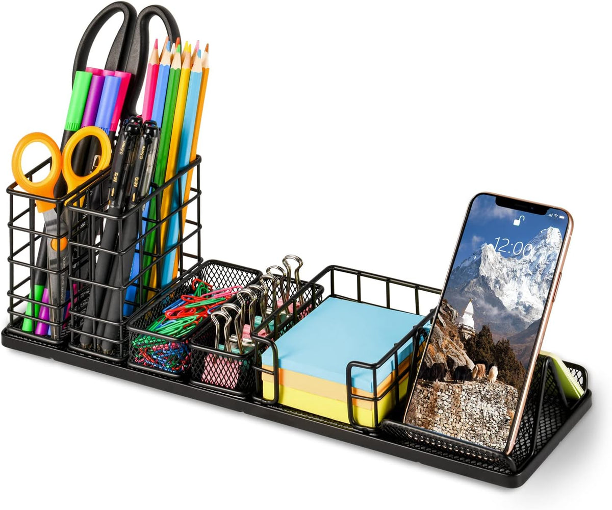 Pen Holder for Desk, Rotating Pencil Holder, Cup Holder for Desk Office, Pen Organizer in Black (Jet Black)