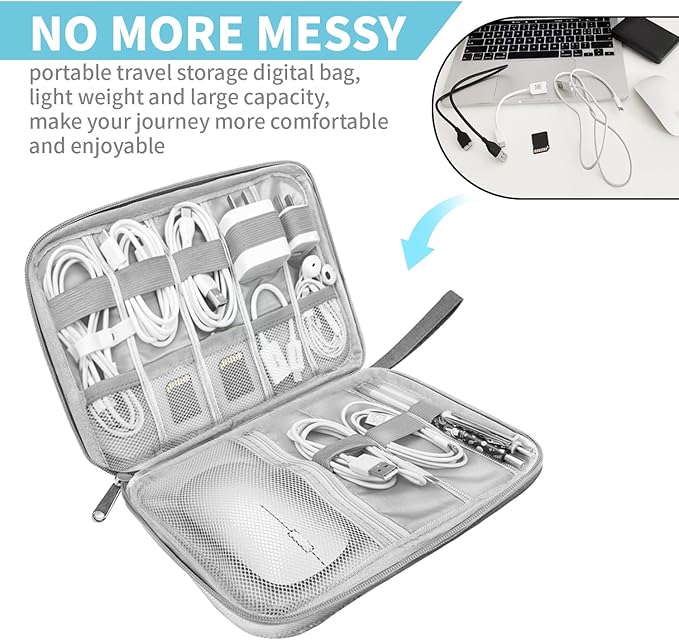 Electronics Organizer Travel Case, Electronic Accessories Storage Bag, Portable