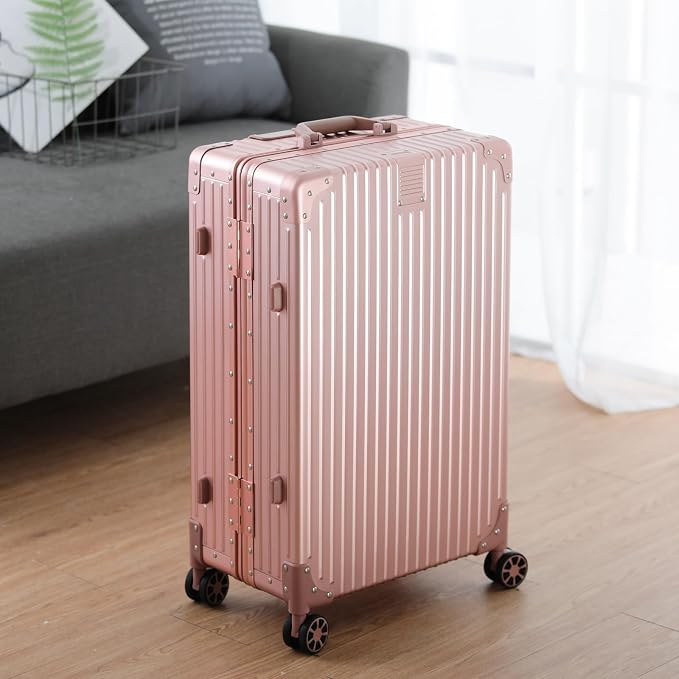 Metal All Aluminum Carry-on Luggage TSA Customs Lock Zipperless Silent Rotary