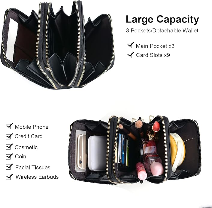 Crossbody Cellphone Purse Women Touch Screen Bag RFID Blocking Wallet Handbag
