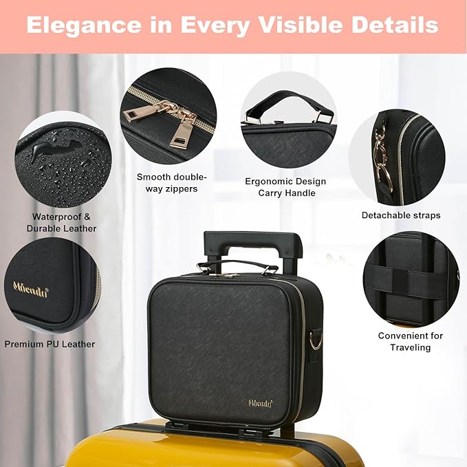 Mocado Travel Makeup Bag with LED Lighted Mirror, Travel Makeup Organizer