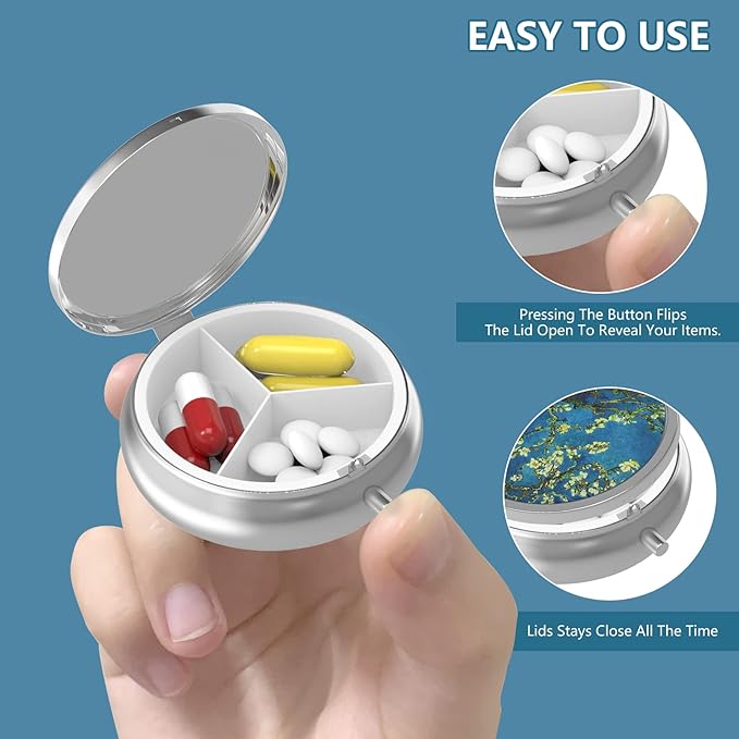 Pill Box 3 Compartment Medicine Pill Case, Portable