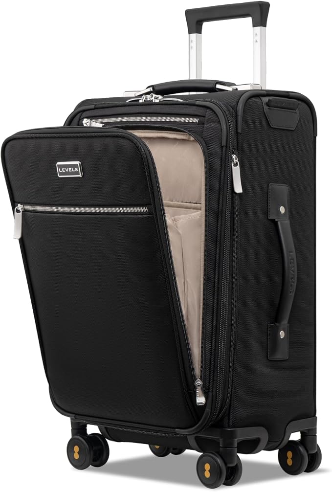 LEVEL8 Carry On Luggage with Compartment, 20 Inch Softside Expandable Travel