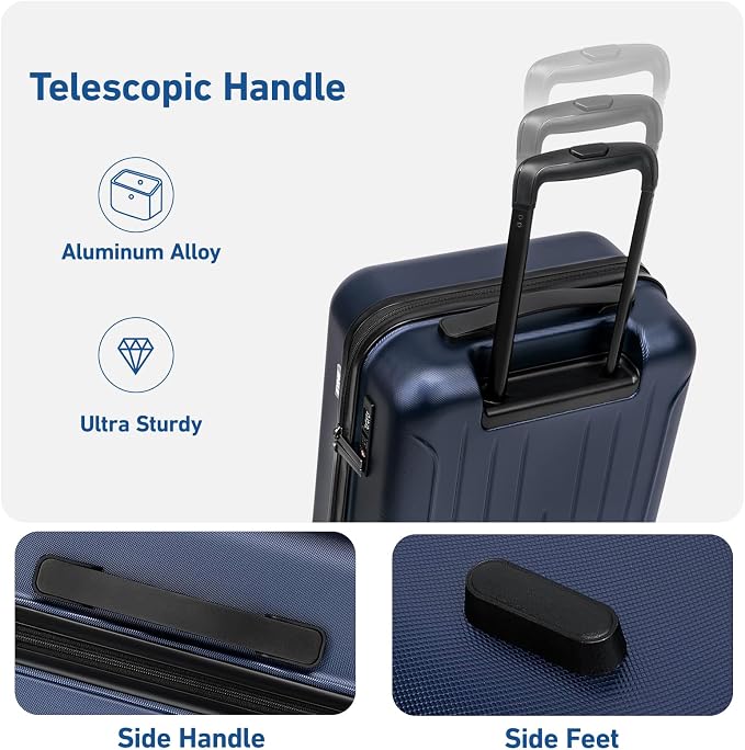 KYME Suitcase Hardshell With Double Spinner Wheels, PC+ABS TSA Lock Travel