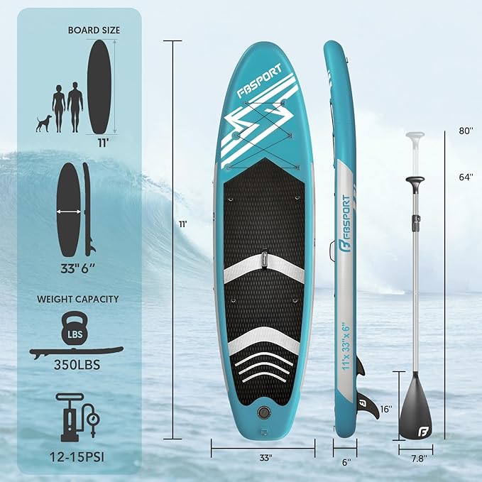 FBSPORT 11' Premium Stand Up Paddle Board, Yoga Board