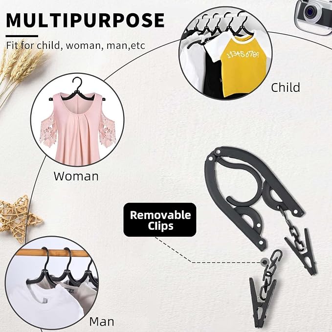 12pcs Black Travel Hangers