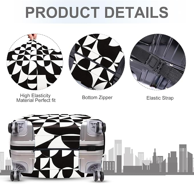 ANNA QUEEN Geometric Minimalist Luggage Cover, Suitcase Protector