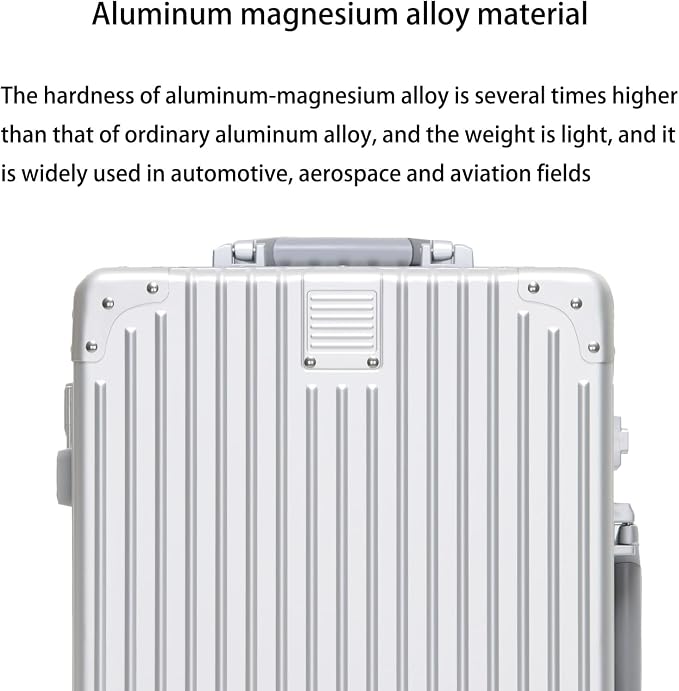 Metal All Aluminum Carry-on Luggage TSA Customs Lock Zipperless Silent Rotary