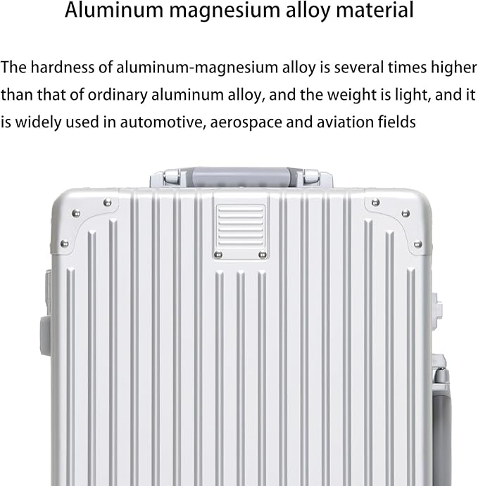 Metal All Aluminum Carry-on Luggage TSA Customs Lock Zipperless Silent Rotary