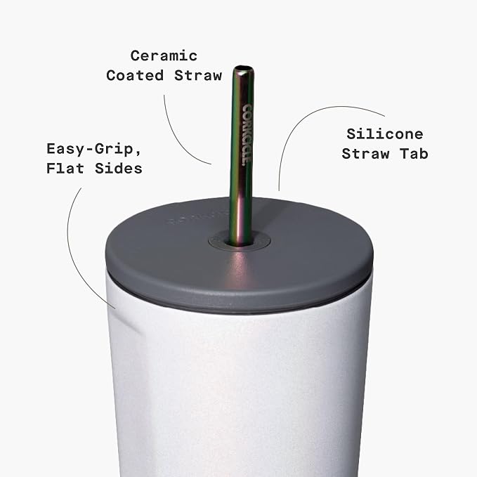 Corkcicle Cold Cup Insulated Tumbler with Straw - Keeps Drinks Cold for 12 Hours - Triple-Insulated Stainless Steel - Leak-Resistant Lid - Summer Drinkware Gift - 24 oz - Unicorn Magic