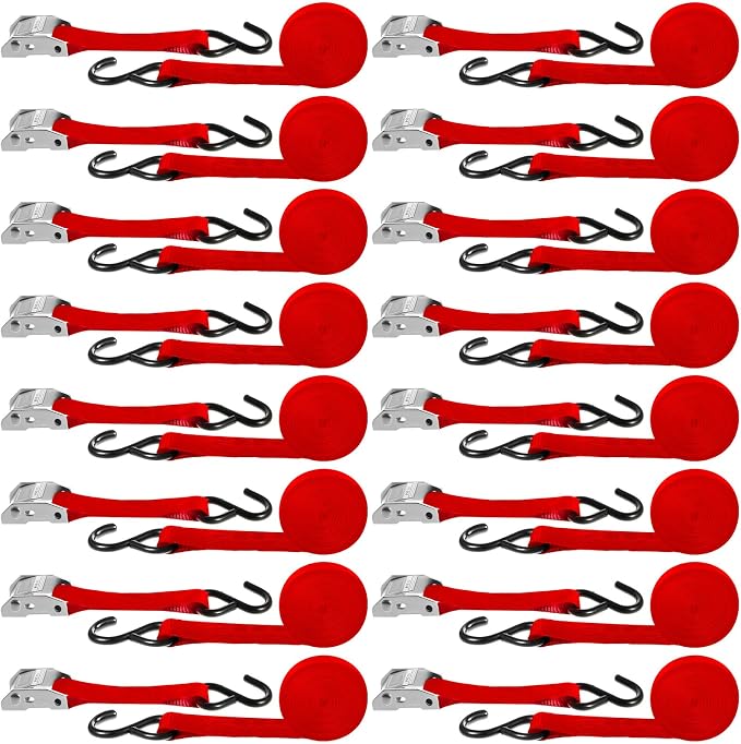 16 Pcs Cambuckle Tie Down Straps 1763lbs Break Strength Securing Straps 1'' x