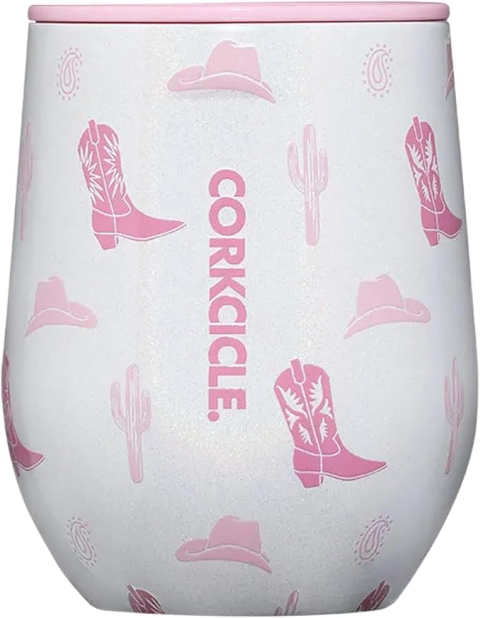 Corkcicle Classic Stemless Wine Tumbler - Keeps Drinks Cold for 6 Hours - Triple-Insulated Stainless Steel - Non-Slip Bottom - Summer Drinkware Gift - Keeps Drinks Ice Cold - 12 oz - Cowgirl