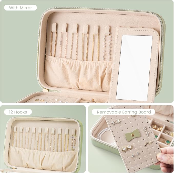 Lolalet Travel Jewelry Case for Women, Travel Jewelry Organizer Box