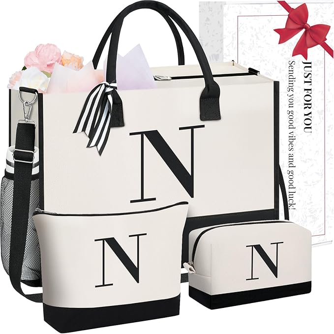 BAGAIL Initial Tote Bag, Personalized Birthday Gifts