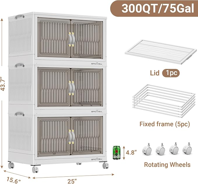 BROVIEW 300Qt Stackable Storage Bins