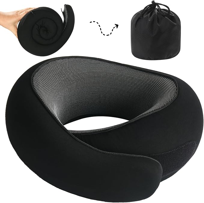 Neck Pillow, Travel Pillow uses Memory Foam to Support Neck Comfort, Ideal