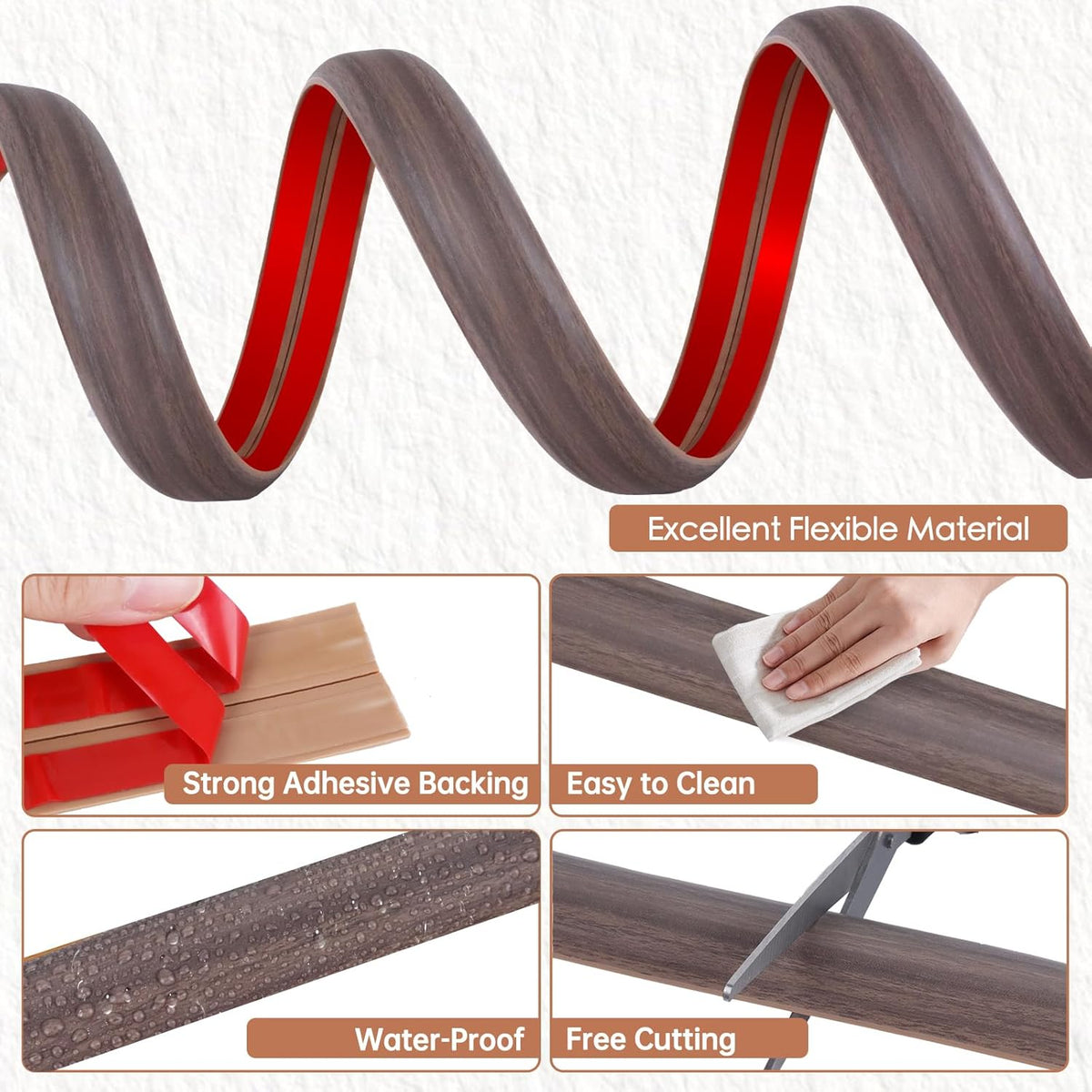 Floor Cord Cover for Wires on Floor Self Adhesive Cord Hider Floor Cable Management Wire Covers for Cords Protector Prevent Cable Trips Cord Cavity W 0.51" x H 0.31", Grayish Brown Wood, 20Ft