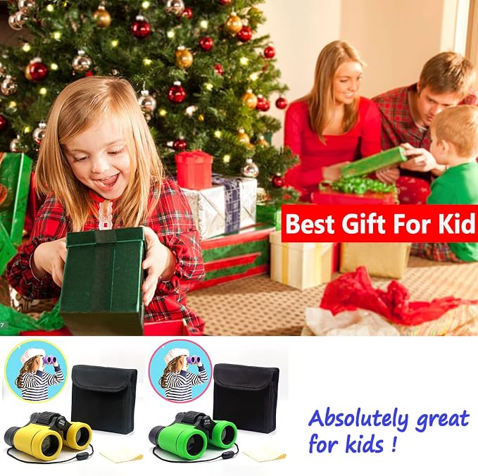 Kids Binoculars Best Gifts for 3-12 Years Boys Girls High-Resolution Optics
