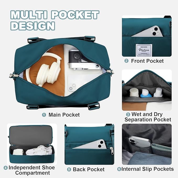 Travel Duffel Bag, Sports Tote Gym Bag, Shoulder Weekender Overnight Bag