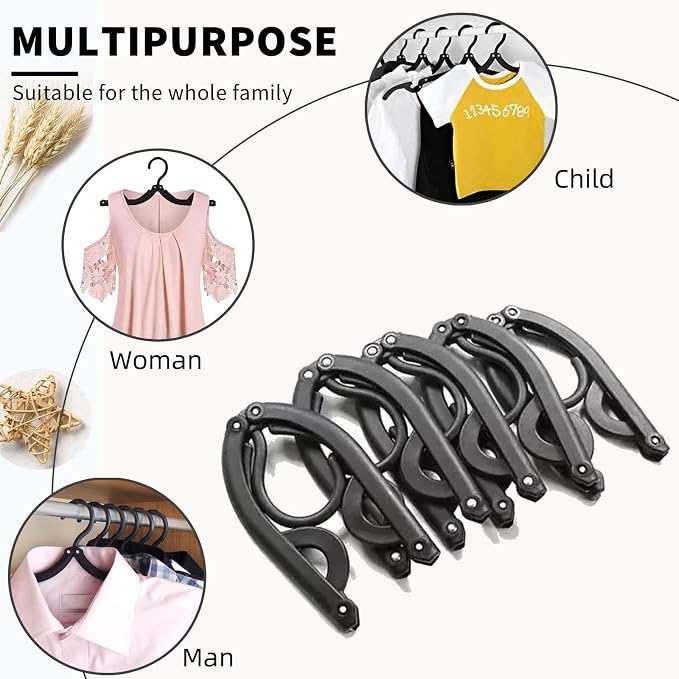 24 Pcs Black Travel Hangers Foldable