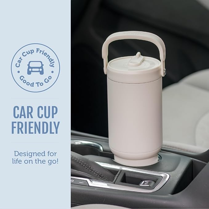 Ello Oasis Go+ 26oz Tumbler with Top Handle and Retracting Straw | Reusable Insulated Stainless Steel Cup, 100% Leakproof Water Bottle, 24 Hours Cold, Cup Holder Friendly For Travel | In The Clouds