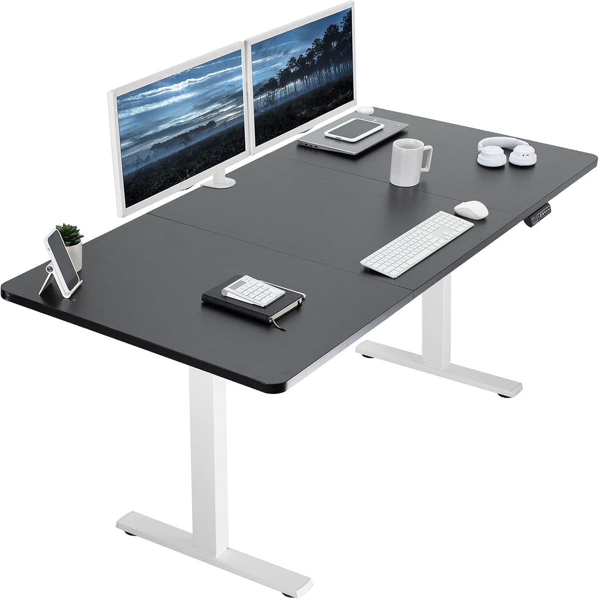 VIVO Electric 71 x 36 in Standing Desk, Memory Height Adjustment, 1B Series, Black Top White Frame, DESK-KIT-1W7B-36