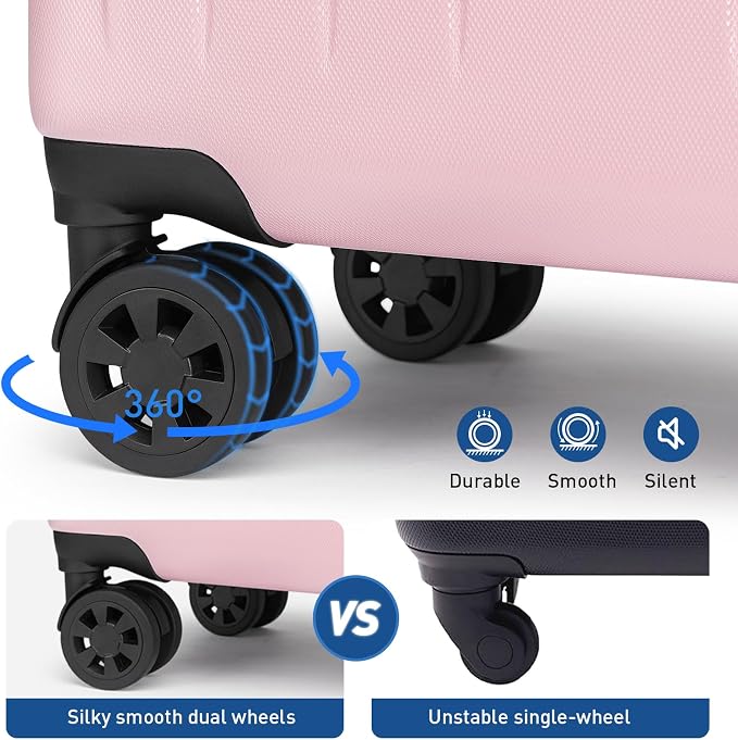KYME Suitcase Hardshell With Double Spinner Wheels, PC+ABS TSA Lock Travel