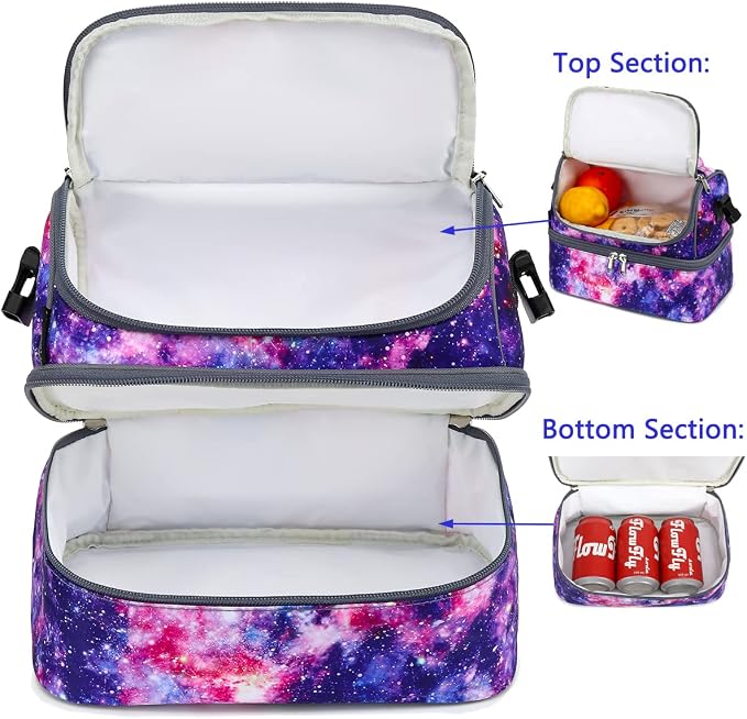 FlowFly Double Decker Cooler Insulated Lunch Bag Large Tote