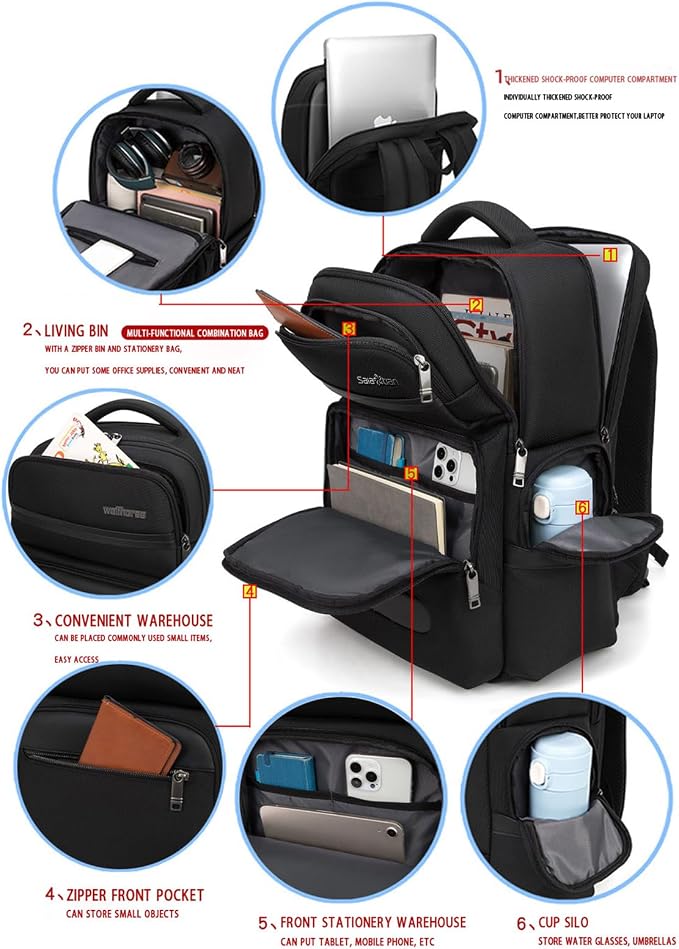 Professional Business Backpack for Men, 15.6inch Laptop Compartment