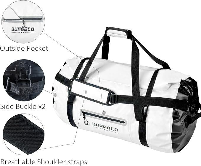 Buffalo Gear Waterproof Duffle Bag 40L 60L 80L Roll-top Dry Bag Heavy Duty